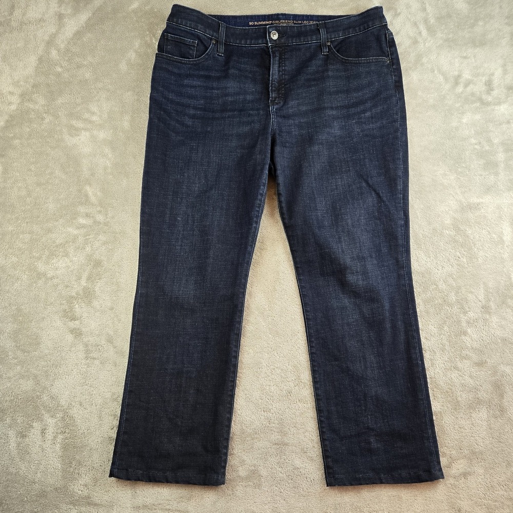 Chicos Jeans Womens 3P 16P (36x26) Blue Denim Girlfriend Slim So‎ Slimming Crop